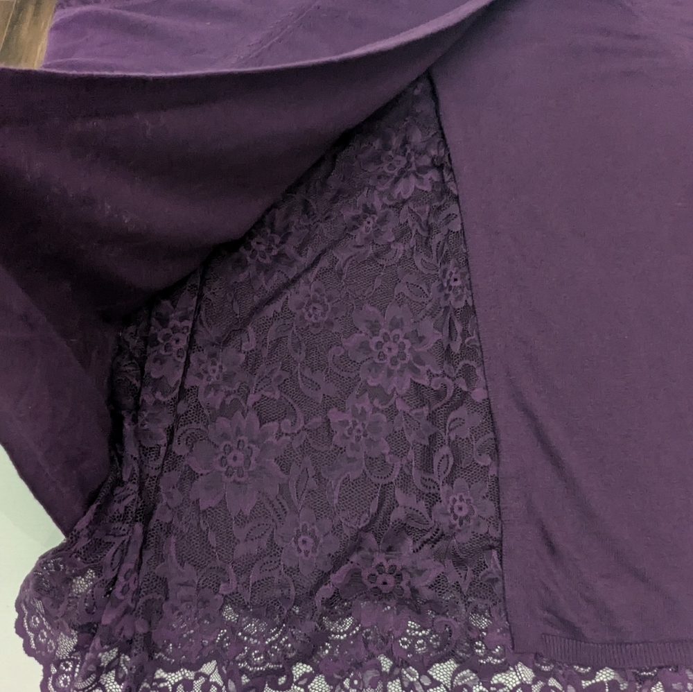 Torrid Purple Pullover Split Back Sweater Lace De… - image 8